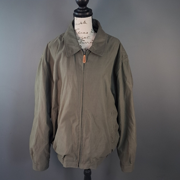 Men’s London Fog Olive Collared Bomber Jacket Size XL - Picture 1 of 14